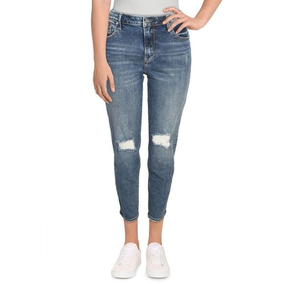 Driftwood Jeans Women's 26 Blue Skinny Mid-rise Medium Wash Denim Distressed - Picture 1 of 14